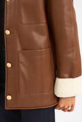 Porto Faux Leather Sherpa Cuff Jacket