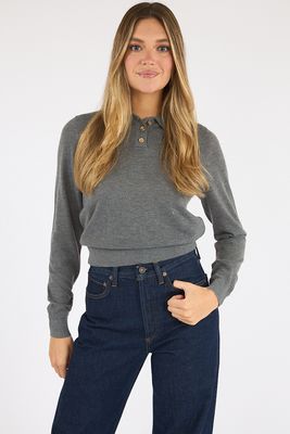 Nola Fine Knit Long Sleeve Polo Top, French Connection, e.Allen