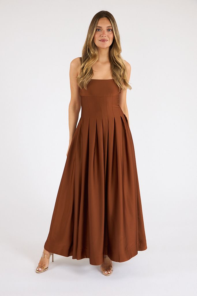 Slinky Satin Pleated Maxi Dress, French Connection