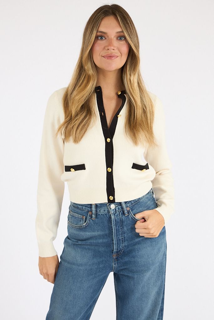 Babysoft Long Sleeve Contrast Cardigan, French Connection, e.Allen