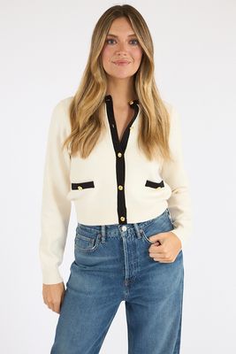 Babysoft Long Sleeve Contrast Cardigan, French Connection, e.Allen
