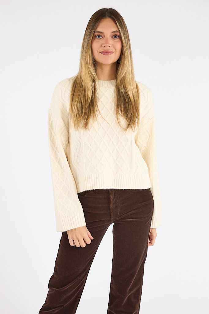 Wesley Knit Cable Stitch Relaxed Pullover, French Connection