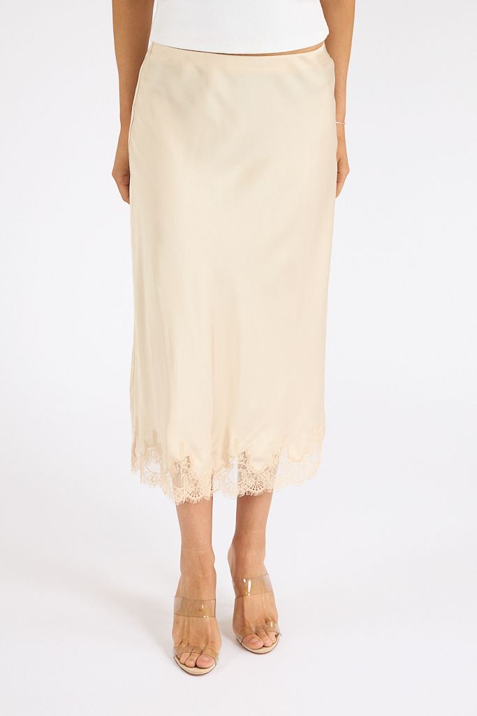 Ennis Satin Lace Midi Skirt, French Connection, e.Allen