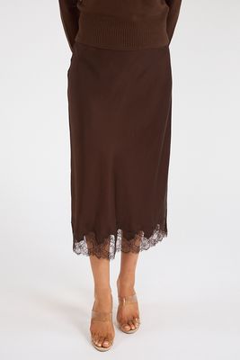 Ennis Satin Lace Midi Skirt