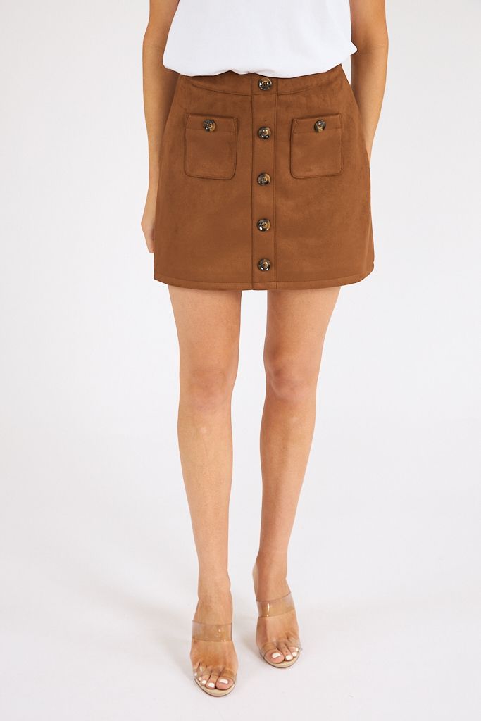 Laney Suede Patch Pocket Mini Skirt, French Connection, e.Allen
