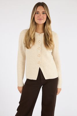 Marley Knit Slim Fit Button Front Top, French Connection, e.Allen