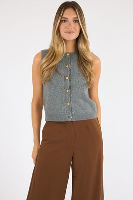 Aleyna Knit Contrast Buttons Sleeveless Top, French Connection, e.Allen