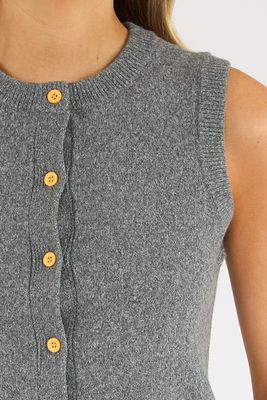 Aleyna Knit Contrast Buttons Sleeveless Top