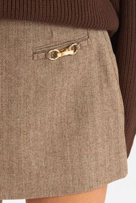 Naya Herringbone Buckle Mini Skirt
