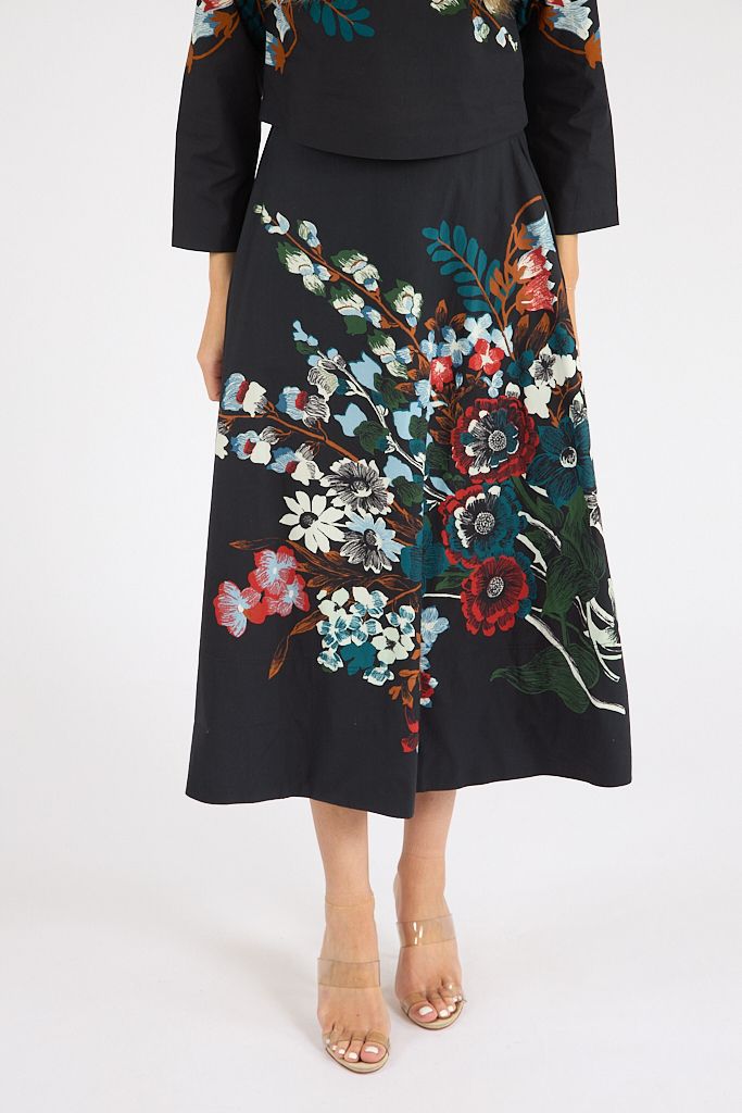 Della Midi Skirt Fleuron Print, Cleobella