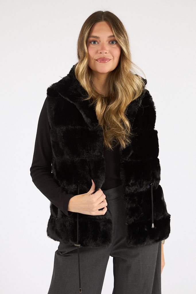 Cinched Tie Waist Vest Black