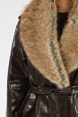 Faux Leather Trench Brown