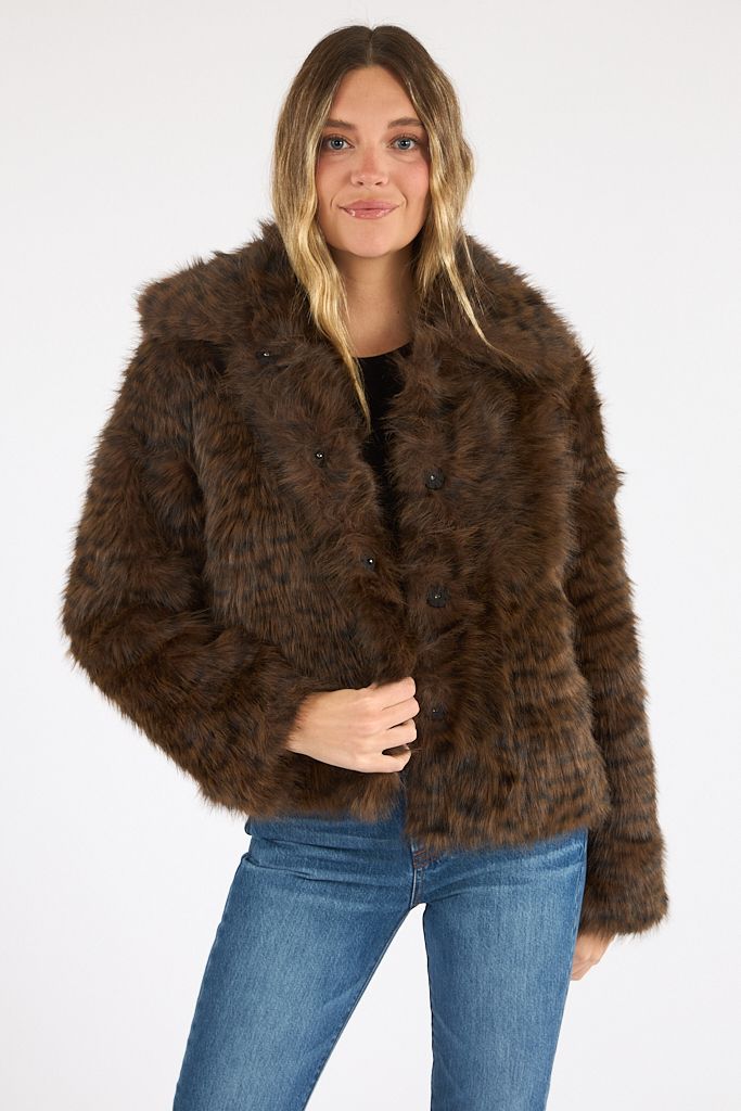 Printed Faux Fur Jacket (96-186)