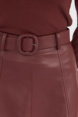 Faux Leather Skirt Wine