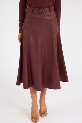 Faux Leather Skirt Wine