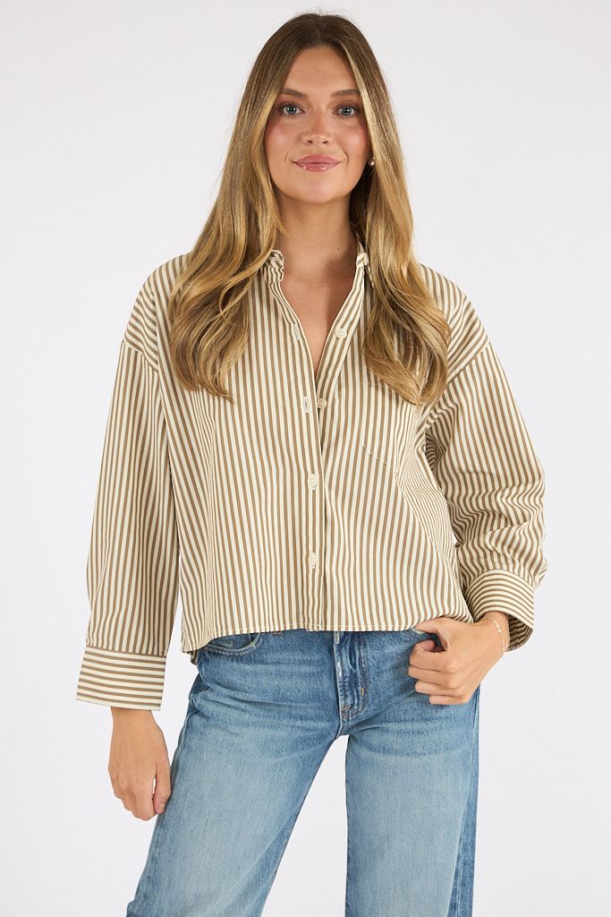 Petit Ami Shirt in Sandatlas Stripe, Citizens of Humanity, e.Allen, Nashville Boutique
