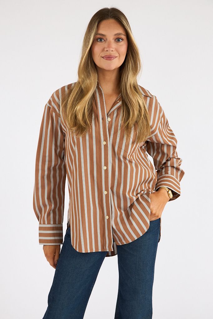 Thea Boyfriend Shirt in Copper Stripe, Citizens of Humanity
