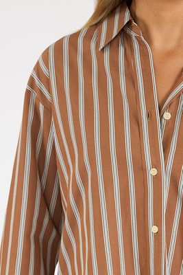 Thea Boyfriend Shirt in Copper Stripe