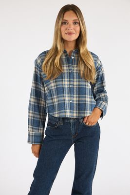 Ana Cropped Shirt in Marina Plaid, Citizens of Humanity