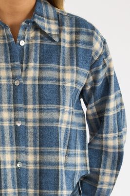 Ana Cropped Shirt in Marina Plaid