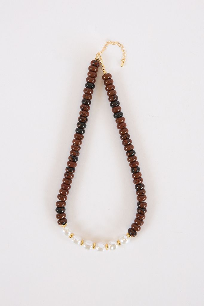 Brynlee Chunky Beaded Necklace Brown