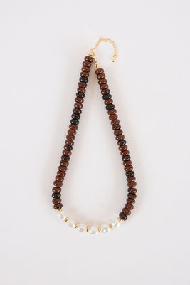 Brynlee Chunky Beaded Necklace Brown