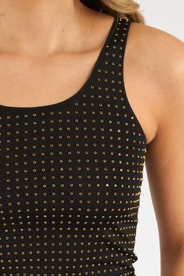 Bowie Embellished Knit Tank Black