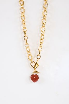 Chunky Oval Necklace w Red Heart
