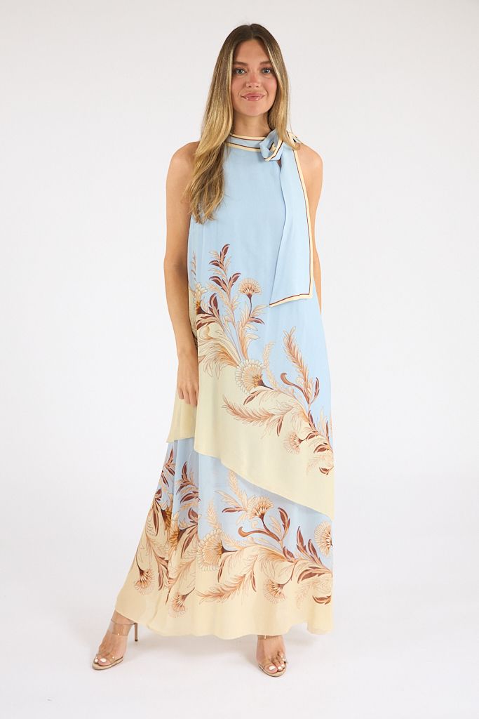 Blooming Garden Lt Blue Long Dress, Farm Rio