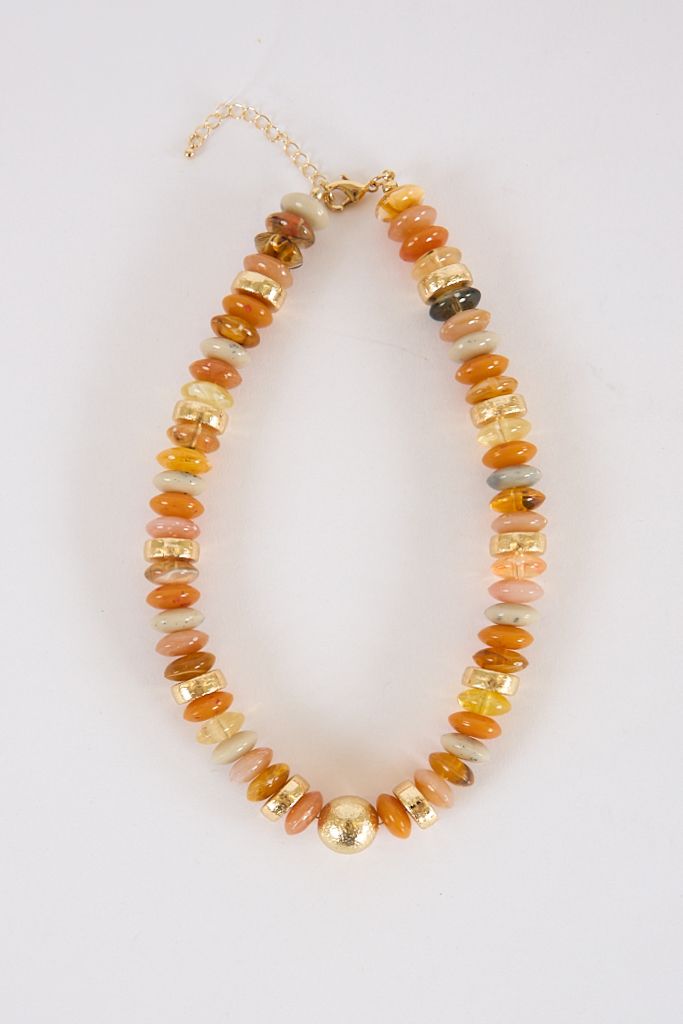Tobie Beaded Necklace Tan Mix