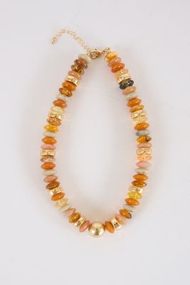 Tobie Beaded Necklace Tan Mix