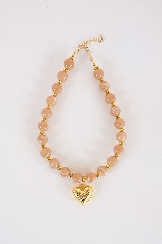 Lucas Beaded Necklace Taupe