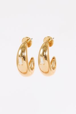 Oval Dome Baguette Hoops