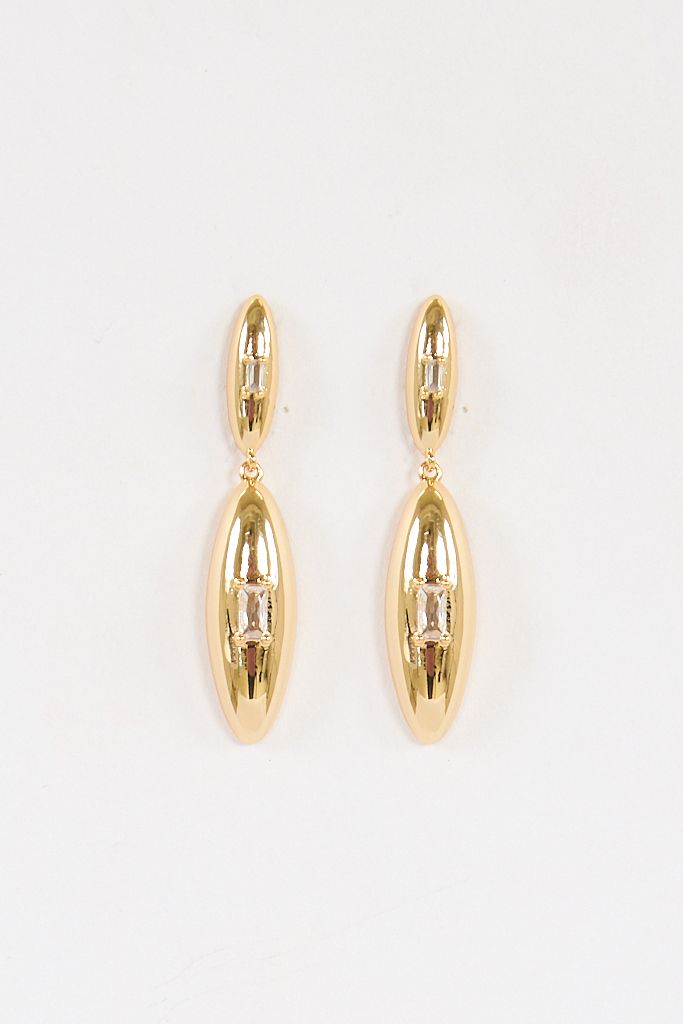 Oval Dome Drop Earrings