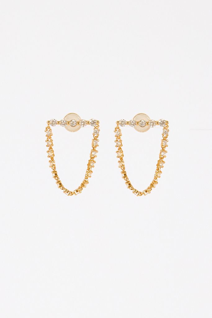 18K Gold Tennis Drop Earrings