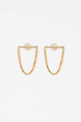 18K Gold Tennis Drop Earrings