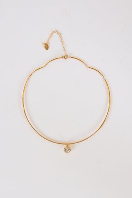 18K Gold Oval Crystal Collar