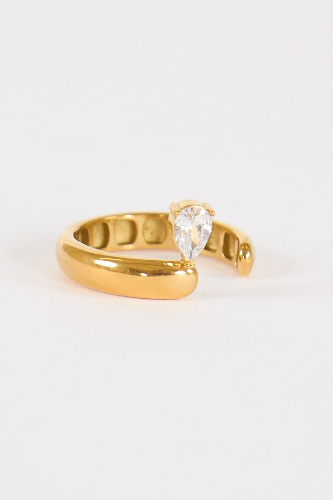 Open Crystal Drop Ring