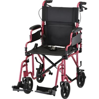 NOVA® Lightweight Transport Chair with Locking Hand Brakes, Flip Up Arms and Anti-Tippers (350)