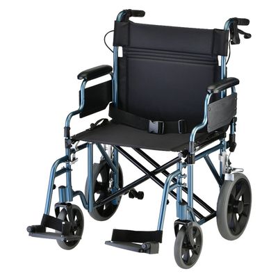 NOVA® Heavy Duty Transport Chair with 12" Wheels, Hand Brakes, Removable Arms - 22" Extra Wide with Swing Away (332)
