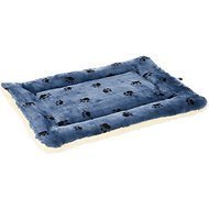 MidWest Quiet Time Fleece Reversible Pet Bed & Crate Mat, Blue Paw Print