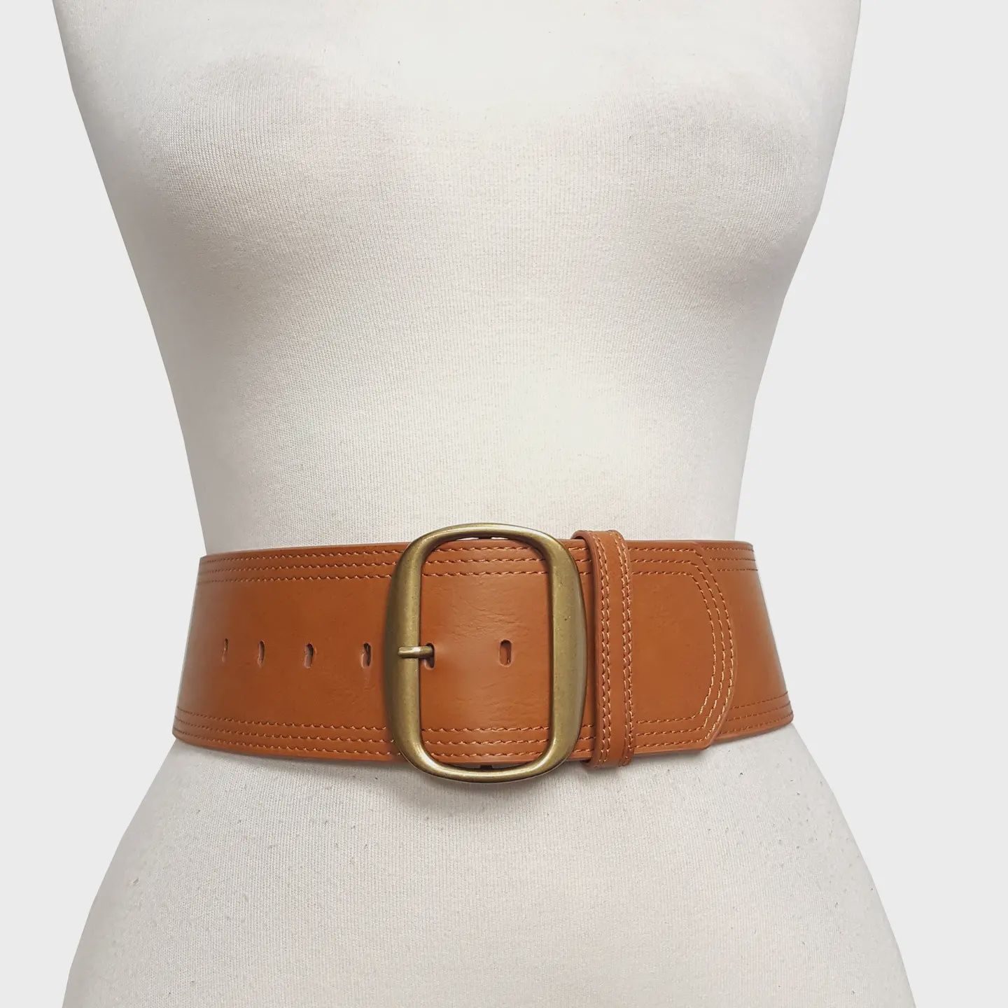 Leather Belt Gold Buckle