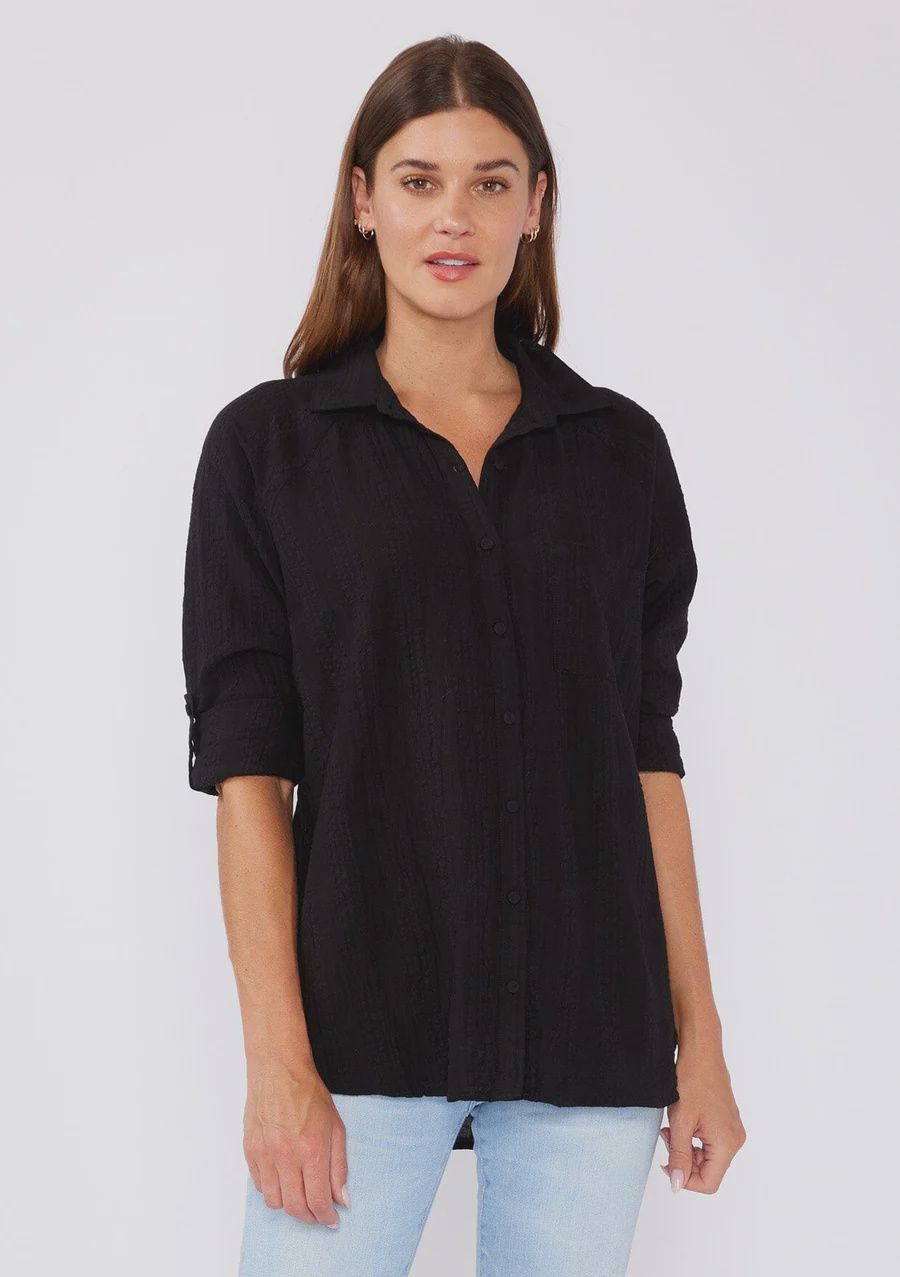 Classic Button Up Tee Black