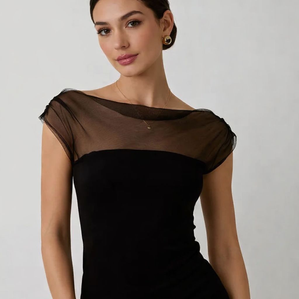 Date Night Mesh Off Shoulder Blouse