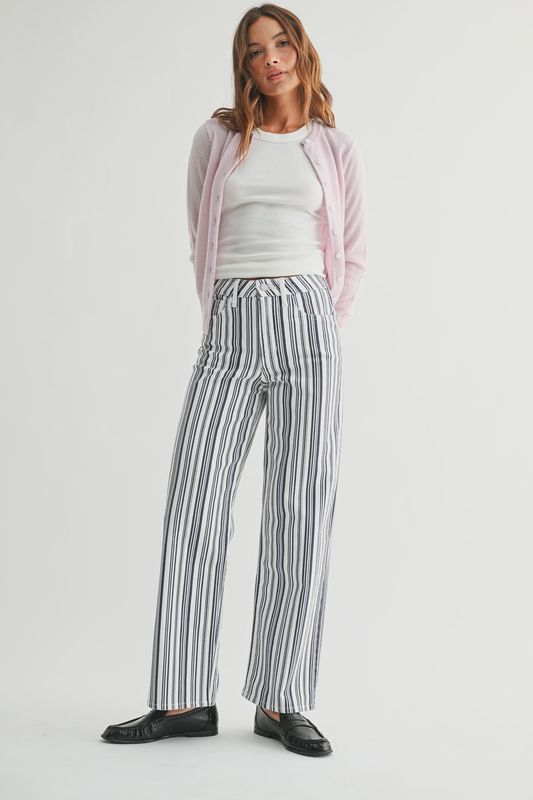 Just Black ELLIE  Denim Wide Leg Striped Jean