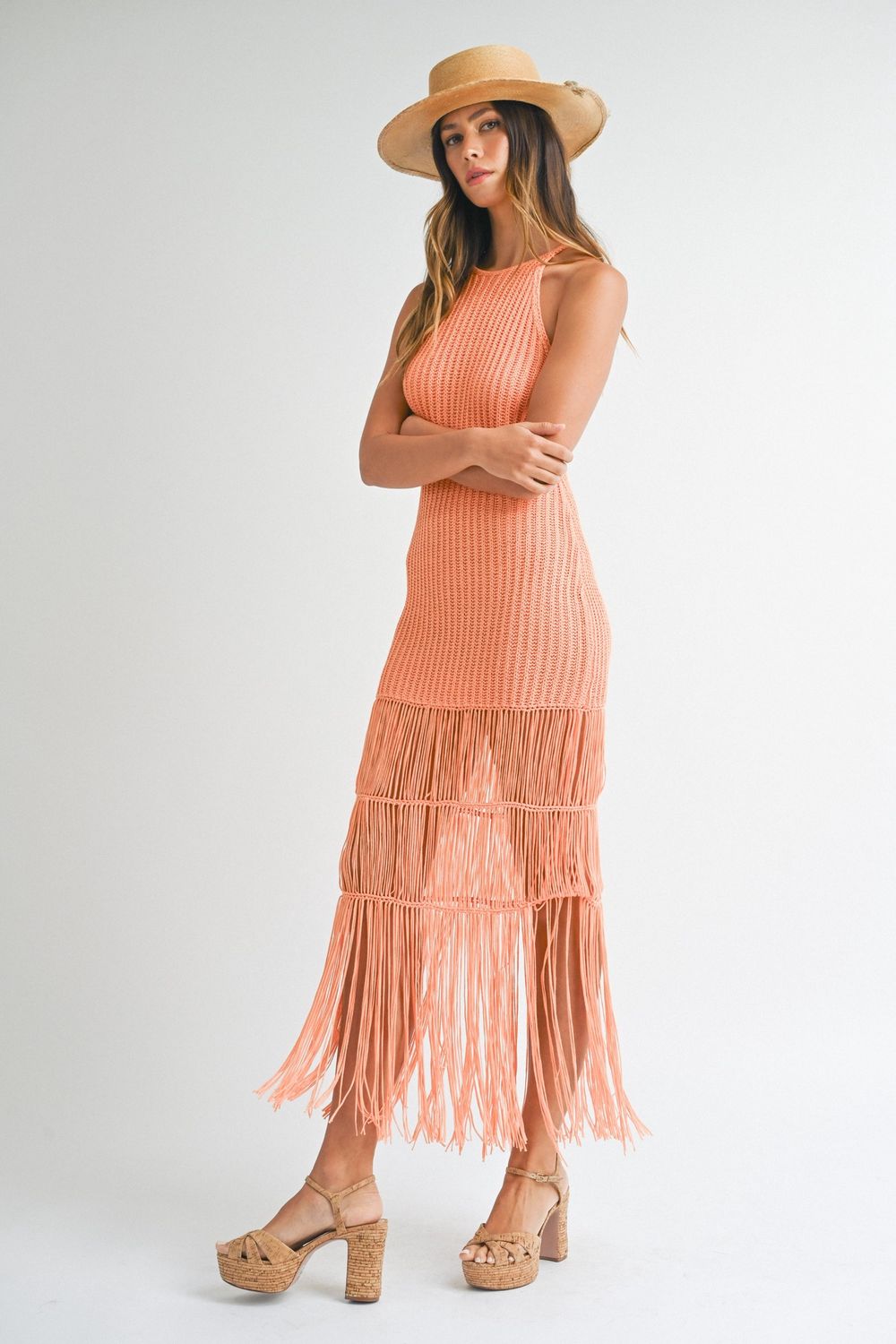 La Playa Halter Fringe Dress