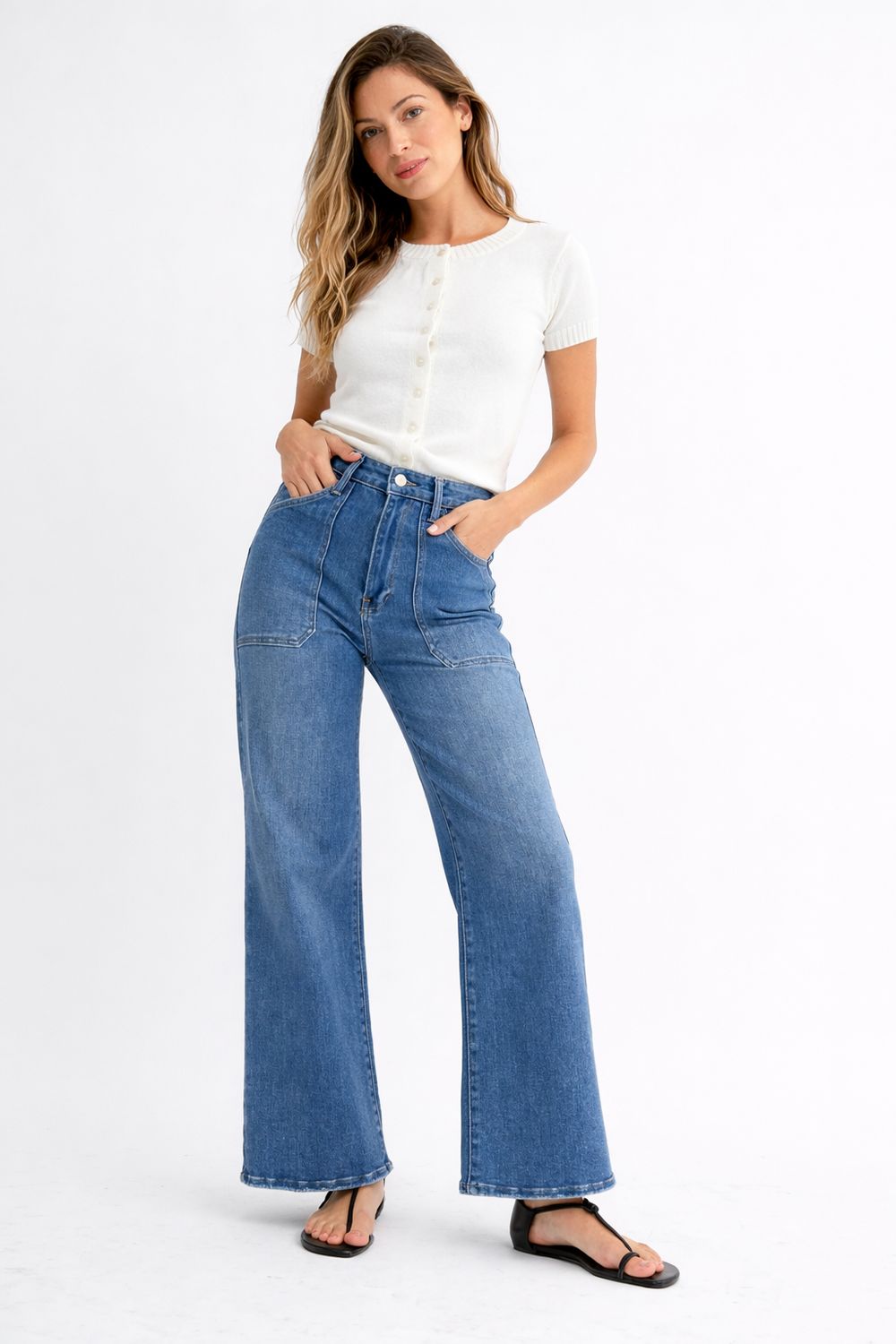 Jessie High Waisted Wide Leg Jeans in Light Blue