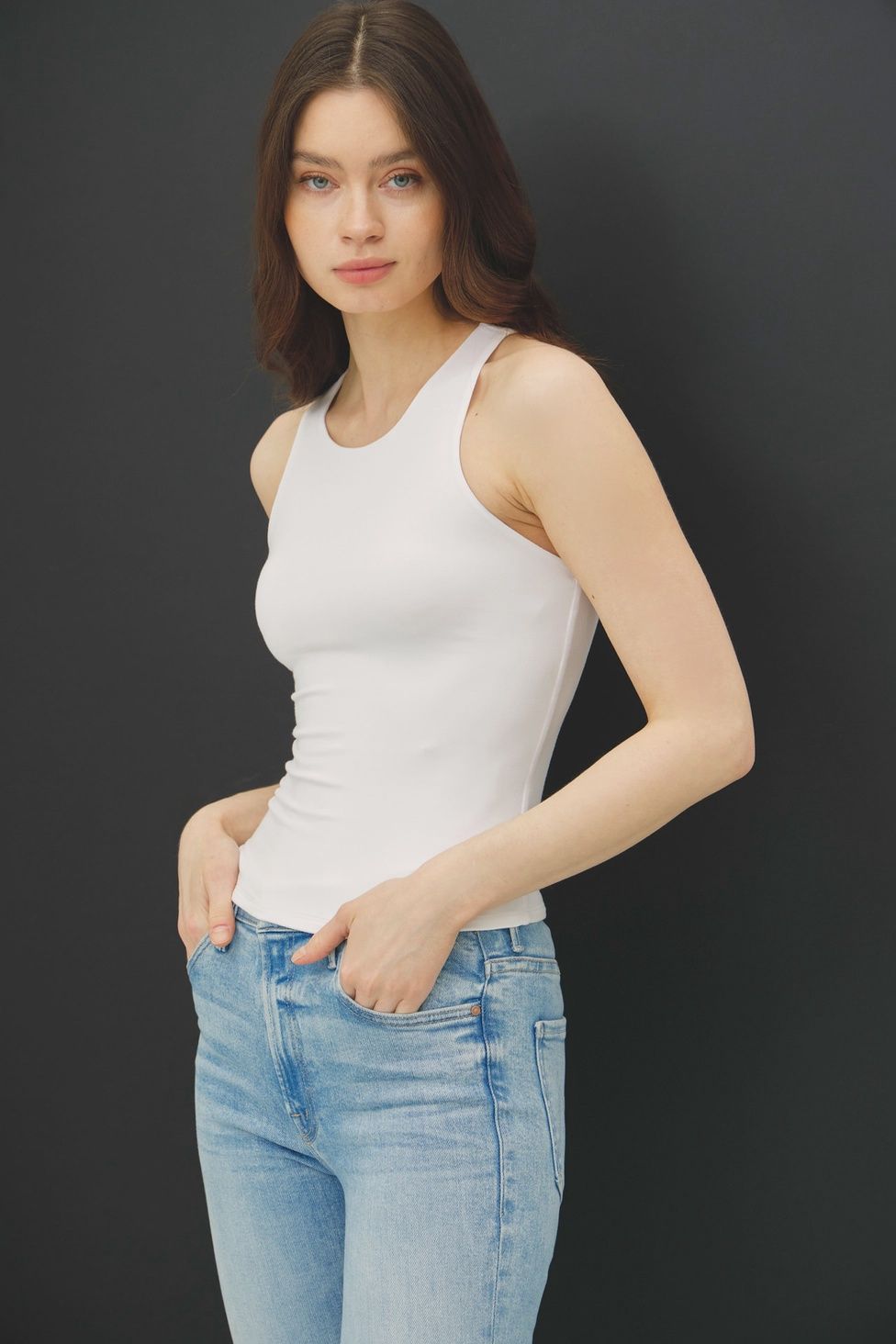 Basic Round Neck Top White