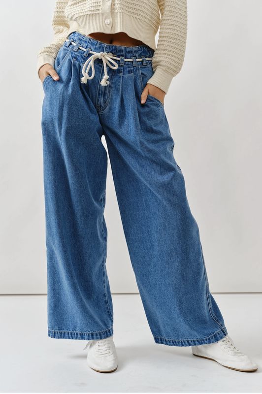 Mary Jean Wide leg Pants with Rope Belt