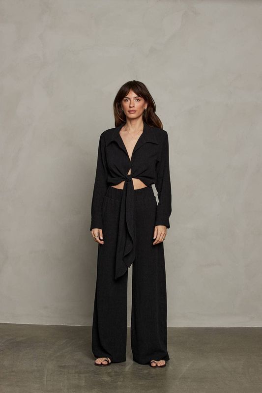 Rhea Wide Leg Pant - Black
